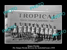 OLD LARGE HISTORIC PHOTO OF TAMPA FLORIDA FLORIDA BREWERY BASKETBALL TEAM 1950