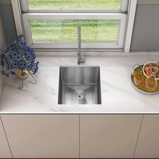Sinber 16" Undermount Single Bowl Kitchen Sink with 304 Stainless Steel HU1517S