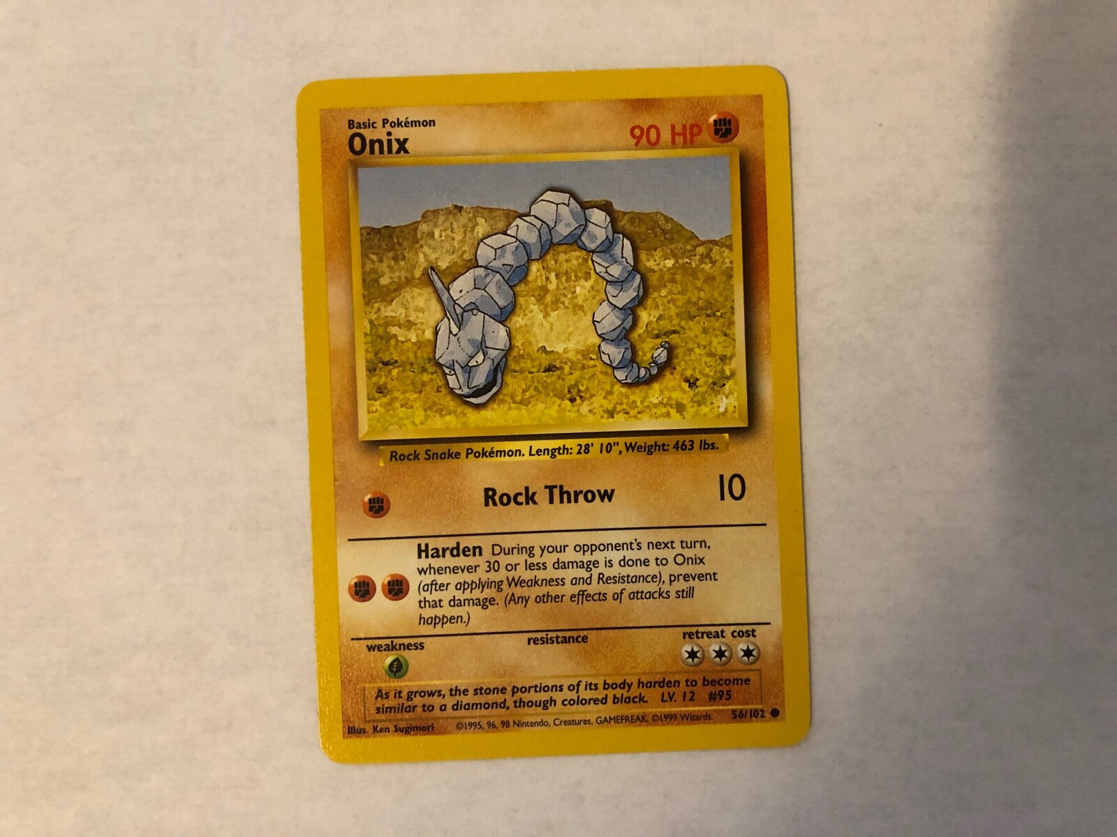 Pokemon Trading Card Game Mint Near Mint Base Set Pokemon Card Onix 56 102 Labaguettepattaya Com
