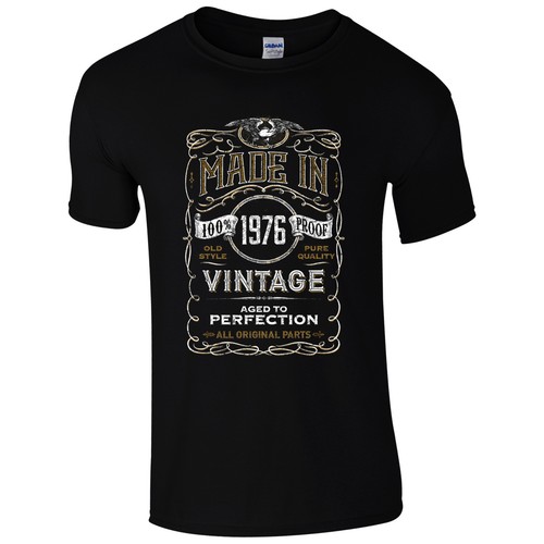 Made in 1976 T-Shirt Born 49th Year Birthday Age Present Vintage Funny Mens Gift - Picture 2 of 8