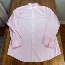 Charles Tyrwhitt Shirt Mens 17 Pink Button Up Dress Shirt Slim Non Iron
