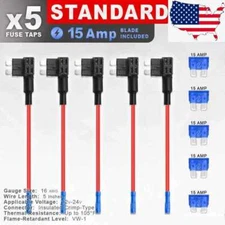 5PCS Standard Fuse Tap Dual Circuit Adapter 16 AWG Wire 12V 24V ATC/ATO Blade