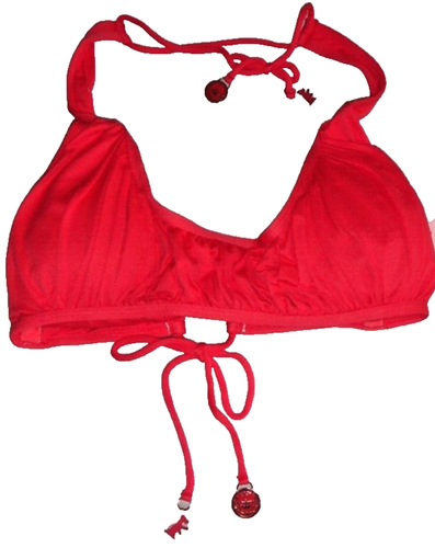 Juicy Couture Miss Softee Halter Swim Bra Bikini Top Swimwear Coral Red Size L - Picture 5 of 14