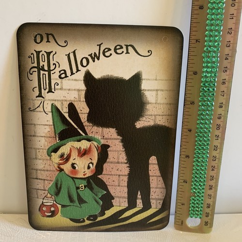 "Decorazione Halloween STILE VINTAGE Taglio Bambina Gatto 5 X 7""