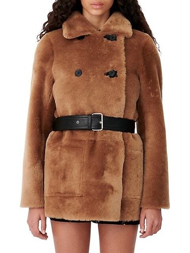 Maje Womens Gaban Reversible Shearling 