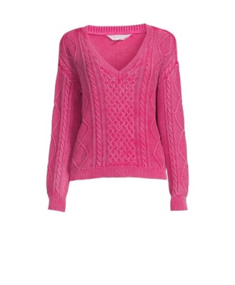 No Boundaries Juniors Fuchsia Pink Washed Cable Knit Ribbed