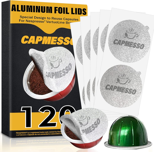 Aluminum Foil Lids for Reusable Nespresso Vertuoline Pods, Coffee Pods Sticker C - Picture 10 of 12