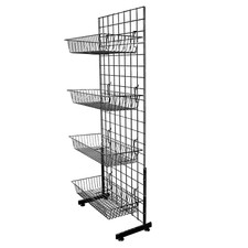 Black Grid Basket Stand Bundle inc 4x Baskets for Shop & Retail  (E3J83/5B)