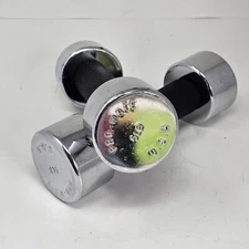 Vintage Chrome 5 lb Dumbbell Pair Set Screw On Weights  - 10lbs Total