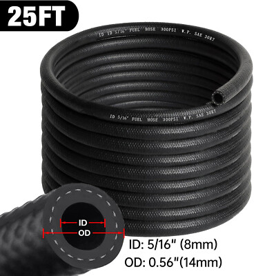 EVIL ENERGY 1/4 Fuel Hose Line Push Lock NBR Rubber SAE 30R7 25FT 300PSI Black