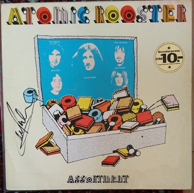 ATOMIC ROOSTER ASSORTMENT LP HAND SIGNED BY CARL PALMER CHARISMA RECORDS GERMANY