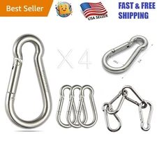 304 Stainless Steel Carabiner Set - 2 Inch Spring Snap Hooks, 220lb Cap