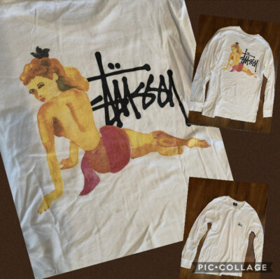 Stussy Pin Up Girl Style TShirt SZ Small Unisex Mens Women's