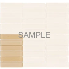 Beige Cream Crystal Glass Mosaic Tile Textured Matte Blend Stacked Backsplash
