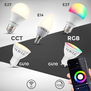 LED Smart Leuchtmittel WiFi Lampe dimmbar RGB CCT Birne E27 E14 GU10 Alexa Googl