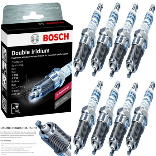 8 Bosch Double Iridium Spark Plugs For 2000-2014 CHEVROLET SUBURBAN 1500 V8-5.3L - Foto 1 di 4