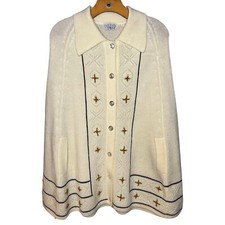 Vintage Button-Down Knitted Cape - M