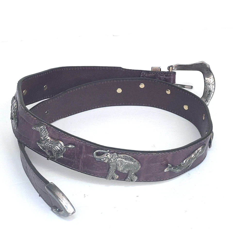 Cinturón marrón Honest by Brighton vintage talla 30 especies en peligro de extinción animales 1992 Foto 2 de 4