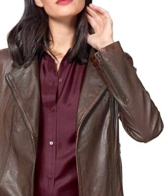 Linea Tesini Bikerjacke Cognac LINEA TESINI Damen Designer