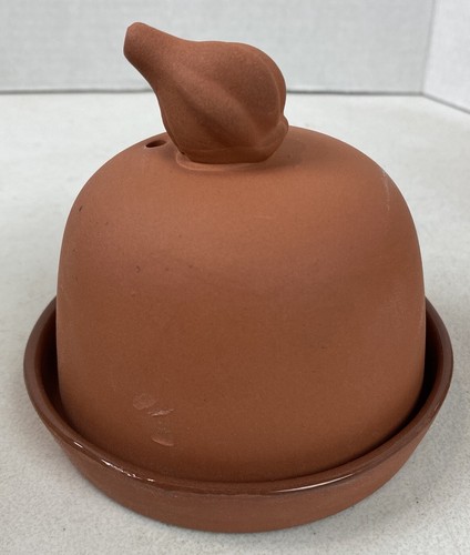 Terra Cotta Ornate Round Clay Garlic Baker Dome Lid with Tray READ - Picture 5 of 11