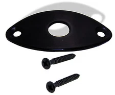 Jack Plate for Guitar Oval Football Shape Metal Body Mount Black 0811229BK