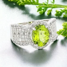 Peridot Gemstone With 925 Sterling Silver Groom Ring For Men's #AL978