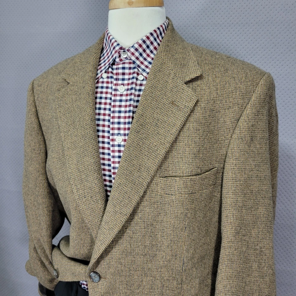 Abrigo Blazer Deportivo Chereskin Para Hombre Dos Botones Marrón Cabello Camel Talla 46R Foto 4 de 4