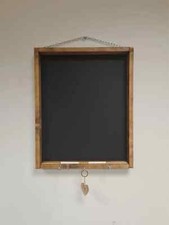 WALL HANGING WOODEN FRAMED CHALKBOARD BLACKBOARD shelf hooks 2 free chalk sticks