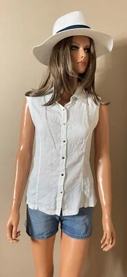 Chemise chemisier original blanc en lin ZAPA T 36 - Photo 1/4