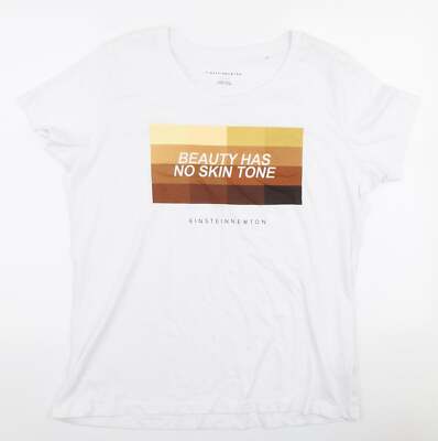 Einstein Newton Damen T-Shirt weiß 100% Baumwolle Jersey Größe 2XL Rundhals - Be