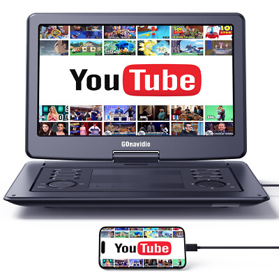 19'' Portable DVD Player 16'' HD Swivel Screen Rechargeable USB HDMI Multi-format