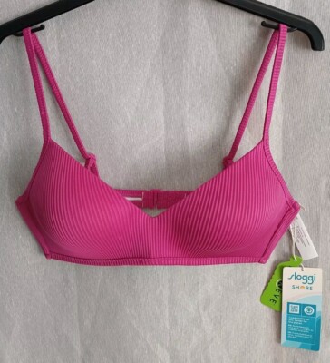 Sloggi Bikini Oberteil Damen Medium Shore gepunktet hinten P Multiway fuchsia pink neu mit Etikett