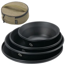 CAMPING MOON Tableware Camping Plate Stainless Steel Tableware Set 8 Pieces Blac
