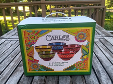 Carlos by Carlos Santana Cactus Canyon Terracotta Soup Bowls 5 Piece Set New
