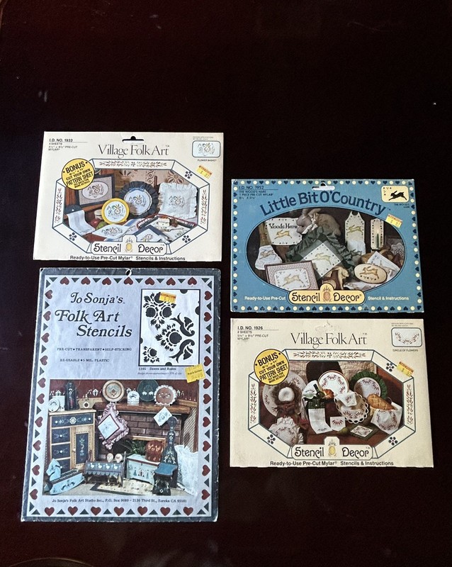 New Vintage 1983 Folk Art Stencil Sets