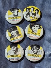 Vintage 1980s Duran Duran 6 Pin Set 1" Pinbacks Rio Era Yellow Black White