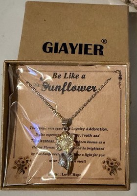 sunflower necklace with gift box