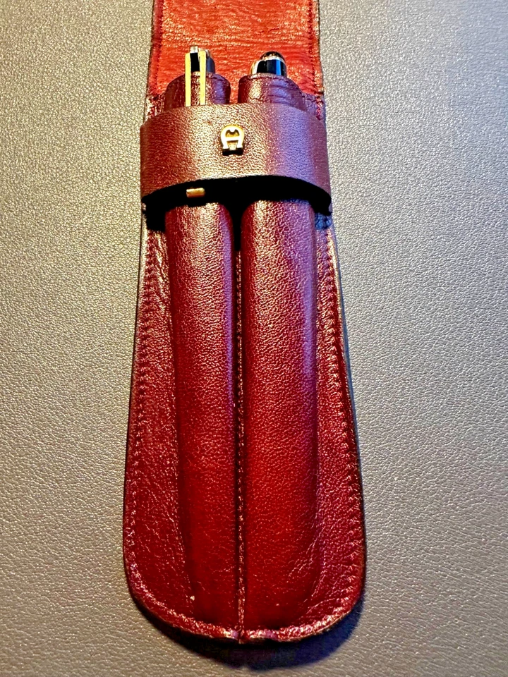Étienne Aigner Etui für zwei Stifte – Leder burgundrot – ausgezeichnet erhalten - Bild 3 von 4