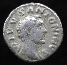 Roman Coin. Divus Antoninus Pius. AR Denarius. CONSECRATIO. Minted after 161 AD.