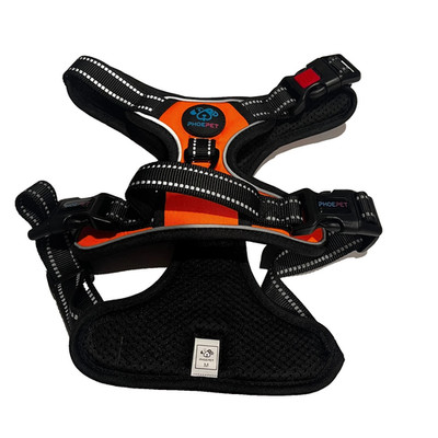 PHOEPET No Pull Dog Harness Medium Reflective Vest Front Clip Handle M Orange