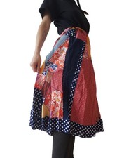 Handcrafted Colorful Women's Skirt: A-line, Midi, Blended Fabrics, Size S