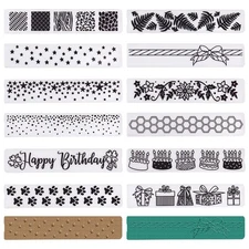 12Pcs Birthday Themed Edge Border Plastic Embossing Folders Template Folder f...