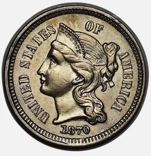 1870 Three Cent Nickel Tough Choice Brilliant Uncirculated +++