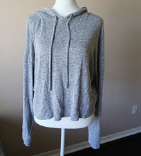 SO Lounge Life Pullover Hoodie Women’s L Gray Lightweight Knit