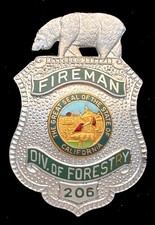 California Division of Forestry - CDF - 1971-1977 - obsolete Fireman BADGE