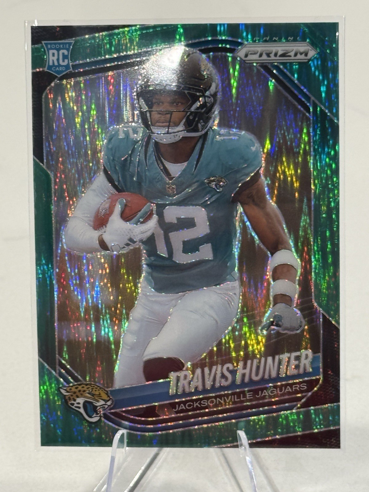 2025 Panini Prizm- Travis Hunter(RC) Green Flash Prizm #301- Jacksonville Jags