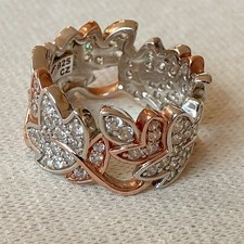 925 Sterling Silver Gold-Plated QVC Diamonique Wide Band Cocktail Ring Size M
