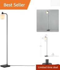 Matte Black Floor Lamp with Frosted Shade - 62