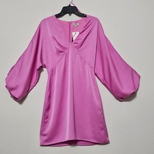 Adelyn Rae Dress Medium Fits 8/10 Pink Mini Long Balloon Sleeves Vneck 930