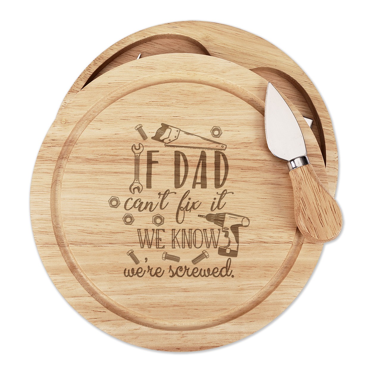 If Dad Can't Fix It We Know We're Screwed Cheese Board Knife Set Father